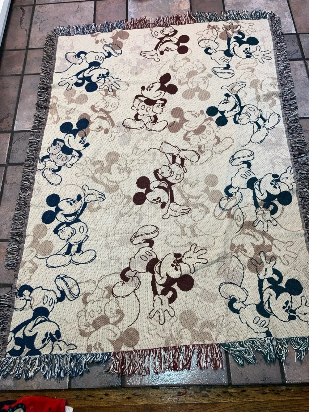 Disney Parks Navy and Cream Character Jacquard Throw